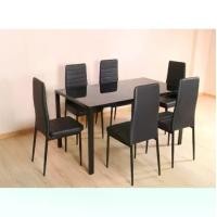 ราคา (1/2) Delicato ชุดโต๊ะอาหาร 6 ที่นั่ง รุ่น D02082 โต๊ะ:140X80X75ซม. เก้าอี้:41X49X98ซม. สีดำ (1729708602984729458)