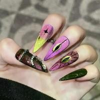 ราคา เล็บสวมใส่ได้, ทำด้วยมือ, ดีไซน์ตาแมวเพ้นท์มือระดับไฮเอนด์, ซุปเปอร์เอกลักษณ์, เล็บปลอมที่ถอดออกได้, [ตาเอเลี่ยน] พระปิดตา หลวงปู่ โต๊ะ (1732044126446912553)