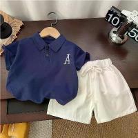 ราคา ชุดฤดูร้อนสำหรับเด็กผู้ชาย, สไตล์เกาหลี, แฟชั่นอินเทรนด์, เสื้อผ้าเด็ก, มีสไตล์, สีทึบ, เสื้อโปโลตัวอักษร, กางเกงลำลองเกาหลี, 2025 (1734618964206978900)