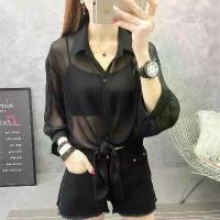 ราคา เสื้อเชิ้ตแขนยาวผู้หญิง เสื้อเชิ้ตซีทรู สไตล์เกาหลี แฟชั่นผู้หญิง (1734551997695297503)