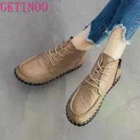 ราคา รองเท้าบูทผู้หญิง หนังแท้ GKTINOO สไตล์วินเทจ รองเท้าบูทแบน หนังวัวนุ่ม รองเท้าผู้หญิง รองเท้าบูทหุ้มข้อ รองเท้าผู้หญิง (1731080879107574534)