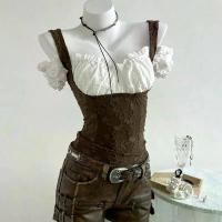 ราคา (พร้อมส่ง)เสื้อยืดเปิดไหล่ แขนตุ๊กตา แฟชั่นวินเทจ (1733082001901127376)