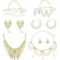 ราคา ชุดเครื่องประดับเต้นกลางแจ้งสำหรับผู้หญิง 10 ชิ้น ชุบทอง ตกแต่งเลื่อม สายสร้อยคอหัว สไตล์วินเทจ เหรียญโบราณ สร้อยคอผ้าคลุมหน้า ต่างหูสไตล์โบโฮ กำไลข้อมือ และกำไลข้อเท้า สไตล์อินเ (1735253225562277100)