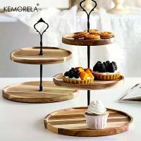 ราคา ✵KEMORELA Acacia ถาดไม้ 2 ชั้น 3 ชั้น สําหรับใส่ชา คุกกี้ เค้ก ผลไม้ ขนมหวาน★ (1735405908357252858)