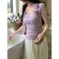 ราคา CHERISH (พร้อมส่ง) เสื้อกล้าม ตัดแขน คอเหลี่ยม ไหมพรม แถมผ้าผูกคอ (1735415803024934878)