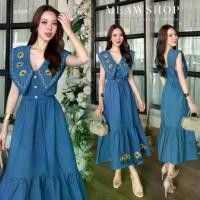 ราคา S-3XL เดรสยาวผ้ายีนส์ คอวี แขนกุด งานปัก ชุดทำงานผู้หญิง ชุดออกงาน ชุดไปงาน ชุดสาวอวบ อ้วน ชุดไปทะเล ชุดไปคาเฟ่ prd (1734738103731717603)