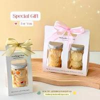 ราคา เซ็ทกล่องคุกกี้สีขาว Best wishes พร้อมกระปุกพลาสติกใส เซ็ท 1 กระป๋อง / กระป๋องใส่คุกกี้ กระปุกคุกกี้ ฝาเงิน (1734513283321464667)