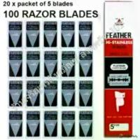 ราคา แพ็ค 20ตลับ!! มีดโกน สำหรับพลัดเปลี่ยน ตรา FEATHER (ขนนก) แบบ 2คม 1กล่อง บรรจุ 100ใบ มีดโกน ใบมีดโกน ที่โกนผม ที่โกนหนวด (1735207280080488063)