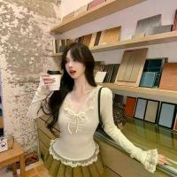 ราคา ชุดเสื้อผ้าผู้หญิงไซส์ใหญ่ เสื้อยืดแขนยาวลูกไม้สีขาวสำหรับผู้หญิงไซส์ใหญ่ ฤดูใบไม้ร่วง สาวฮอต ไซส์ใหญ่ ปกปิดไขมัน ลดน้ำหนัก เสื้อชั้นใน (1733428701765534899)