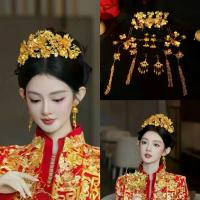 ราคา ชุดเจ้าสาวสีทองสไตล์จีนที่สง่างาม, ชุดมังกรและนกฟีนิกซ์, เครื่องประดับและเครื่องประดับศีรษะ, การแต่งหน้าและทรงผมเจ้าสาววินเทจ, มงกุฎผมและเครื่องประดับศีรษะ คาด ผม (1734617259688887872)