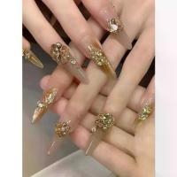 ราคา เล็บปลอม เล็บปลอมเจล แบบใหม่ ทำมือทั้งหมด สีน้ำตาลชมพู ประดับเพชรระยิบระยับ สไตล์ Champagne สำหรับเล็บติดแบบสวม ถอดออกได้ แผ่นเล็บปลอมสำเร็จรูป เหมาะสำหรับเล็บแต่งงาน (1735403656015545815)