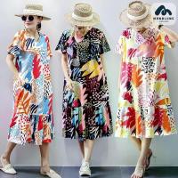 ราคา #2960 MondLune ชุดเดรสคอวีแขนสั้น ชายระบาย ผ้าคอตตอนญี่ปุ่น พิมพ์ลาย ดอกไม้ ทรงปล่อย ใส่สบาย ผ้าเนื้อนิ่มใส่สบาย (1735235526185616389)