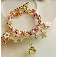 ราคา เครื่องประดับแฟชั่นสไตล์เกาหลี: หอไอเฟล, ดาว, ดอกไม้, ไพ่, สร้อยข้อมือ/ข้อเท้าหนังรูปหัวใจ ใช้ได้สองแบบ รุ่น E053 (1734485404337866260)