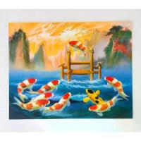 ราคา ภาพเสริมฮวงจุ้ย, ภาพมงคล, ศิลปะบนผนัง, การออกแบบปลาคราฟ, กระโดดข้ามประตูมังกร, ขนาดภาพ 16x20 นิ้ว หรือ 41 ซม. x 51 ซม. ภาพวาดกรอบไม้ (1732601477867997143)