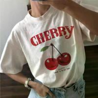 ราคา เสื้อผ้าผู้หญิง ข้ามพรมแดน สไตล์ยุโรปและอเมริกา เสื้อยืดโอเวอร์ไซส์ฤดูร้อน พิมพ์ลายเชอร์รี่ สีขาว คอกลม แขนสั้น ลำลองและเรียบง่าย ทรงหลวม และอเนกประสงค์ เนื้อเสือโคร่ง เนื้อเสือโ (1731284041189656070)