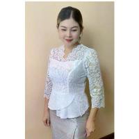 ราคา ก22 เสื้อลูกไม้ อิตาลี ระบายเอว ซิปหลัง กระดุมคอ (1732283368645822783)