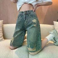 ราคา กางเกงยีนส์ขาสั้นทรงตรงสีเทาซีเมนต์สำหรับผู้หญิง รุ่นใหม่บางเบาสำหรับฤดูร้อน เอวสูง ทรงหลวม ขากว้าง ความยาวระดับเข่า กางเกง ขาบาน ขาสั้น สาวอวบ คาโก้ สาว อวบอ้วน ผ้าไหม อิตาลี กร (1735050958566819134)