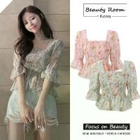 ราคา เสื้อชีฟองผู้หญิง เกาหลีใต้ สไตล์หวาน แขนกระดิ่งลายดอกไม้เล็กๆ เสื้อท่อนบนฤดูร้อน 2025 เสื้อเชิ้ตสั้นกระชับสัดส่วน สำหรับผู้หญิง (1731253530520618440)
