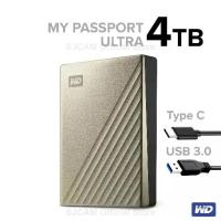 ราคา WD External Harddisk 4TB Type-C, ฮาร์ดดิสก์แบบพกพา My Passport Ultra,USB3.0 HDD 2.5"(WDBFTM0040BGD-WESN)สีทอง ประกัน3ปี (1735491524024239684)
