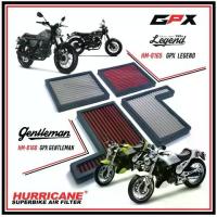 ราคา [COD] [tiktok]กรองอากาศ Hurricane สำหรับมอเตอร์ไซค์ GPX รุ่น LEGEND 150 , 200 , 250 และ Gentleman , Gentle Man (กรองผ้า,เลส) เพิ่มแรงม้า อัตราเร่ง ทำความสะอาดได้ (1734721063874298942)