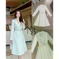 ราคา Code: N-2293 เดรสสูทสีขาว ชุดสูทสีขาวแบบเรียบหรู งานป้าย Nabi (1734739082352166532)