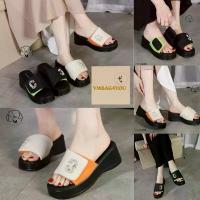 ราคา new store shoe Code 5809 รองเท้าแตะส้นเตารีด พื้นเพื่อสุขภาพ ดีไซน์เรียบหรู หน้าเท้ากว้าง ใส่สบาย ไม่บีบเท้า (1735241203694863368)