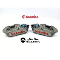 ราคา ปั้ม BREMBO M4 108mm. / 100mm. (ราคาต่อคู่) สีเทา/ดำ โลโก้แดง ปั้มแต่ง เบรมโบ้ แท้ 100% (1735134528070715332)