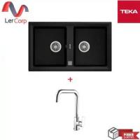 ราคา (TEKA) อ่างล้างจานแกรนิตสังเคราะห์ชนิดติดตั้งบนเคาน์เตอร์ท็อป 2 หลุม Stone 90 B-TG 2B AUTO + ก็อกน้ำ SKT (1734325350786368732)
