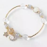 ราคา 【ของแท้ 100%】 ☝สร้อยข้อมือหินไหมทอง(Golden Rutilated Quartz) และ มูนสโตน (Moon Stone)หินนำโชค หินนำโชค กำไลหินแท้❧ (1734553965311001900)