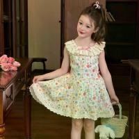 ราคา Girls' Sweet Sleeveless Floral Dress 2026 Summer Children's Country Style Lace Cotton Princess Dress (1735444188827649122)