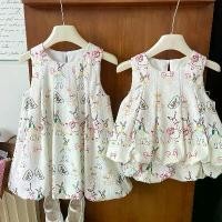 ราคา Girls' Dress Summer 2026 New Printed Sleeveless Princess Dress for Little Girls, Stylish Floral Tank Dress for Baby Girls (1735032523318068859)