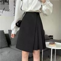 ราคา Plus size women's suit skirts for spring, high-waisted midi A-line skirts that help you look slimmer and conceal your hips, asymmetrical pleated A-line skirts. (1735174322850399755)