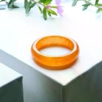 ราคา แหวนหยกส้มโทนอ่อนเนื้อแก้วทรงเกลี้ยง size 59-60 mm งานหยกพม่าแท้สีธรรมชาติ Natural jadeite Type A (feicui) (1732596994180023542)