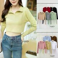 ราคา เสื้อยืดครอปคอปกแขนยาว ป้าย gi-ants จัดส่งฟรี กทม (1732971865048188485)