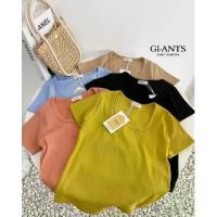 ราคา ของใหม่ล่าสุด GI-ANTS เสื้อยืดคอเหลี่ยมผ้าร่องเรย่อน (1735442132938097876)