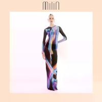 ราคา [MILIN] Round neckline see through Maxi dress เดรสยาวคอกลมซีทรูพิมพ์ลาย / Stunning Dress (1735556193346094488)