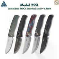 ราคา มีดพับ SRM 255L Medal ใบมีดLaminated140Cr ระบบAmbi-Lock ลูกปืนเซรามิก ด้ามMicarta /G10 /Carbon Fiber (1735152597217150489)