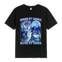 ราคา Human By Chance Alpha By Choice Wolf Funny Meme T เสื้อผู้ชายผู้หญิงลําลองผ้าฝ้ายแขนสั้นเสื้อยืดขนาดใหญ่เสื้อยืด Vintage เสื้อยืด (1735441853700146235)
