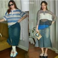 ราคา DEMI JEAN SKIRT I กระโปรงยีนส์ยาวผ่าหน้า กระโปรงยีนส์ผ่าหน้าพลัสไซส์ กระโปรงยีนส์พลัสไซส์สไตล์เกาหลีมินิมอล (1729781008824896004)