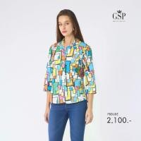 ราคา GSP Woman's shirt Pop tower เสื้อเชิ้ตผู้หญิง แขนสามส่วน สีขาว ส้ม ฟ้า PBDDWH (1732107886615234864)