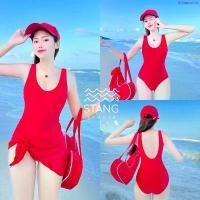 ราคา ขายดีประจำเดือนนี้ ชุดว่ายน้ำ วันพีซ สีแดงแนวสปอร์ตเกิล (1735048309800863225)
