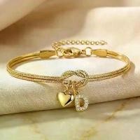 ราคา สร้อยข้อมือจี้รูปหัวใจตัวอักษร A Z 26 ตัวอักษรประดับเพชรเซอร์คอน สร้อยข้อมือแฟชั่นโซ่ทองลายงูพร้อมปม สำหรับผู้หญิง ของขวัญเครื่องประดับ (1735356061163488595)