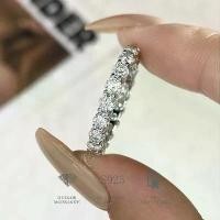ราคา แหวนแถวฝังเพชร [ moissanite แท้] เงิน925 ชุบทองคำขาว (1735297389943818030)