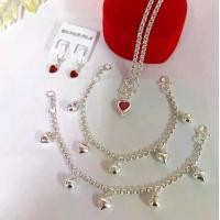 ราคา สร้อยคอสำหรับเด็กพร้อมสร้อยข้อมือระย้า เงิน92.5% (1729668885133560301)