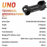 ราคา 【KAI】 UNO สเต็มจักรยานน้ำหนักเบาพิเศษ 17/35 องศา ขนาด 25.4 มม. ความยาว 70/120 มม. สำหรับแฮนด์บาร์จักรยาน MTB ชิ้นส่วนเสริมสำหรับภูเขาและถนน สีดำ/เงิน (1735464209590486743)