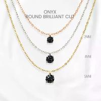 ราคา สร้อยคอนิลดำแท้ (Onyx) กลมสี่เตยลักชัวรี่ เงิน 925 ชุบทองคำขาว/ทอง /โรสโกลด์ จี้พลอย GEORGE Jewelry (1734500022210823419)
