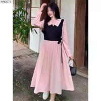 ราคา ขายร้อน เดรสสีชมพู ยาว ทํางาน ไปทะเล ผู้หญิง dress ออกงาน คนอ้วน น่ารัก แขนาว pink midi summer old money dress (1735554271561155713)