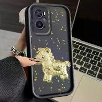 ราคา เคสโทรศัพท์สำหรับ OPPO A76, Nord N30 SE, A735G, A725G, A1s, A36, F19S, F19, A1, A1X5G, A2X5G, A58X5G, A784G, A795G, A785G, A585G, A535G, A25G, A74, A954G, Reno6 Lite, A96 (ปี 2026) ลายม้าโชคลาภสีทอง (