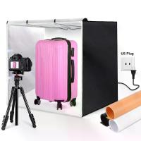 ราคา PULUZ 80cm Folding Portable 72W White Light Photo Lighting Studio Shooting Tent Box Kit with 3 Colors Black / White / Orange Backdrops (1729669340748024141)