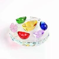 ราคา ☜ก้อนทอง Yellow crystal เงินจีนโบราณ หยวนเป่า พร้อม ถาดรองแก้ว คริสเตล K9 Chinese ingot cyrstal✳ (1735139426936456604)